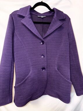 Elliott Lauren Deep Purple Ribbed Knit Blazer